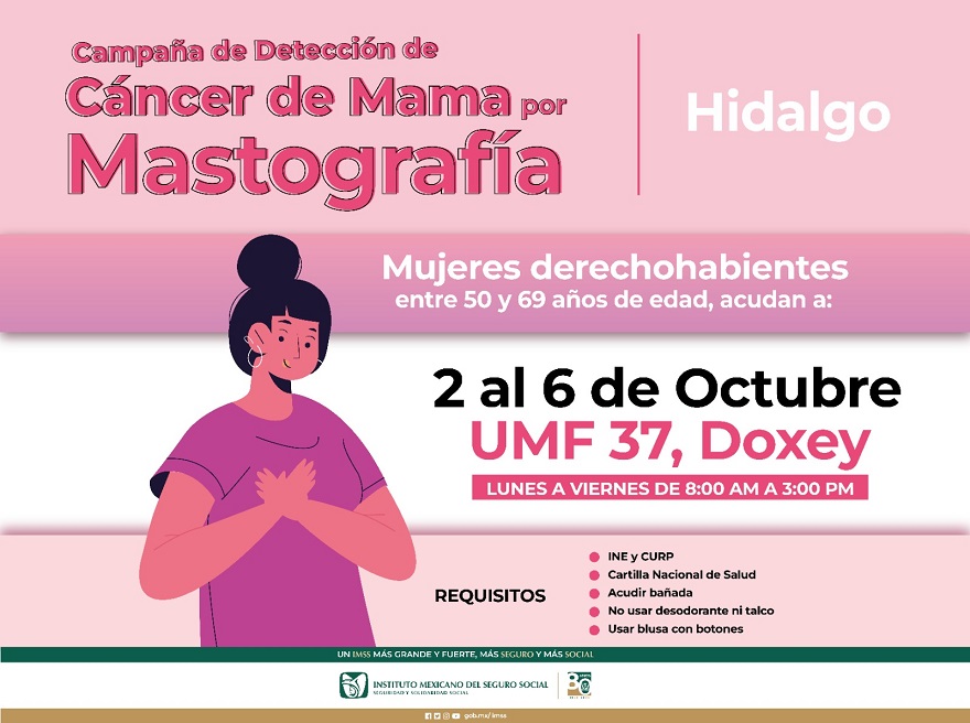 Invitan a mujeres a realizarse mastografía en UMF No 37 en Doxey